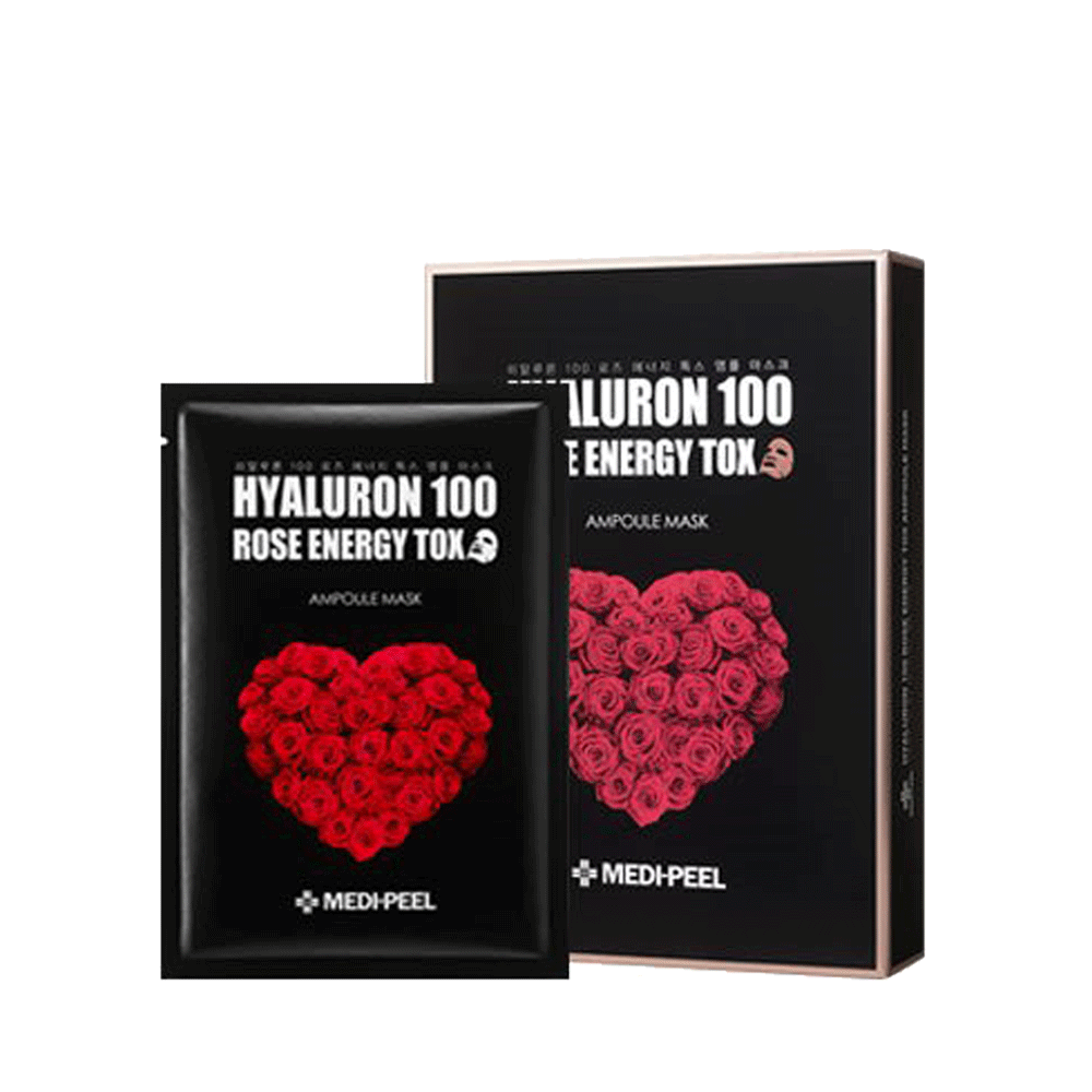 [MEDI-PEEL] Детокс-маска Hyaluron 100 Rose Energy Tox Torning Ampoule Mask 10шт