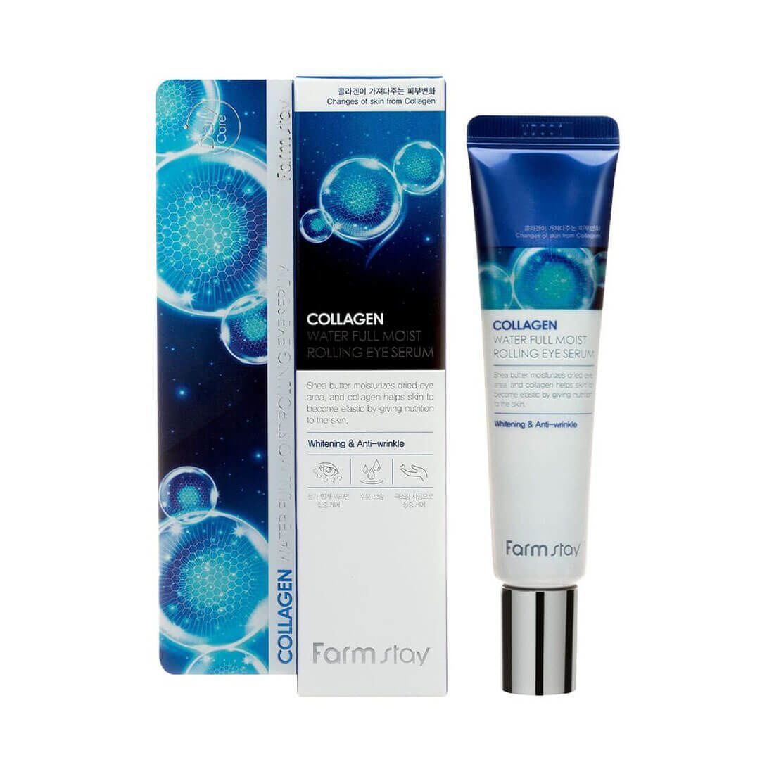 [Farmstay] Увлажняющая сыворотка для кожи вокруг глаз с коллагеном FarmStay Collagen Water Full Moist Rolling Eye Serum, 25мл