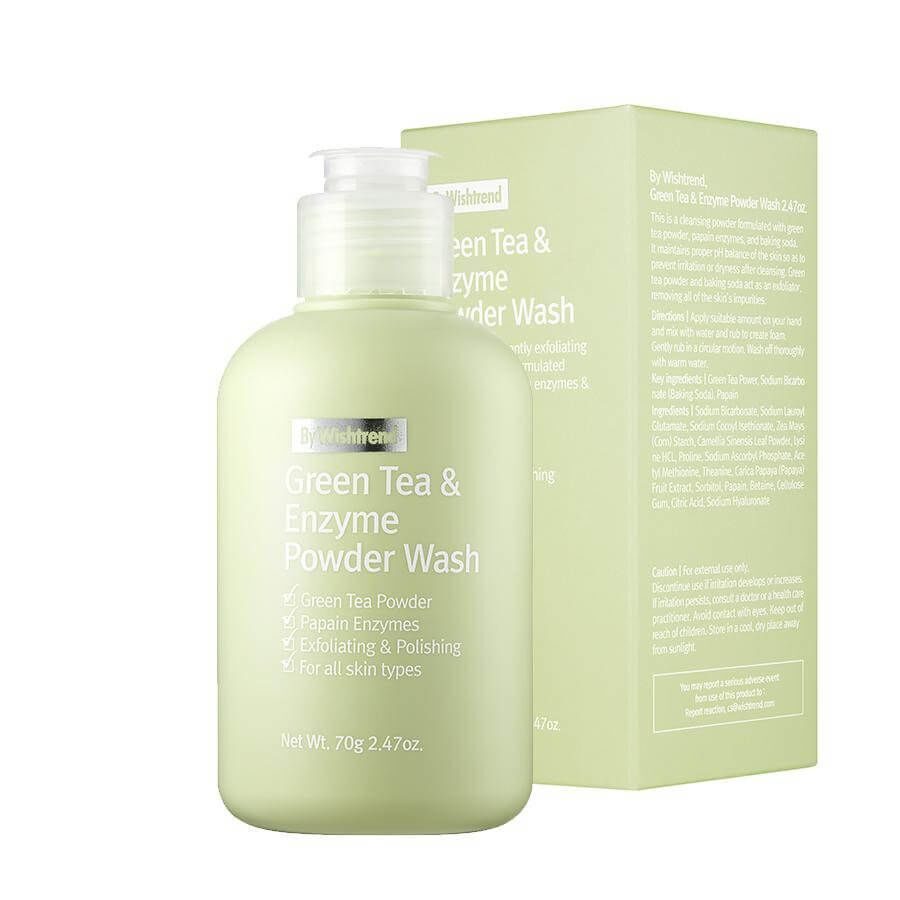 [By Wishtrend] Green Tea & Enzyme Powder Wash, энзимная пудра с зелёным чаем, 70g